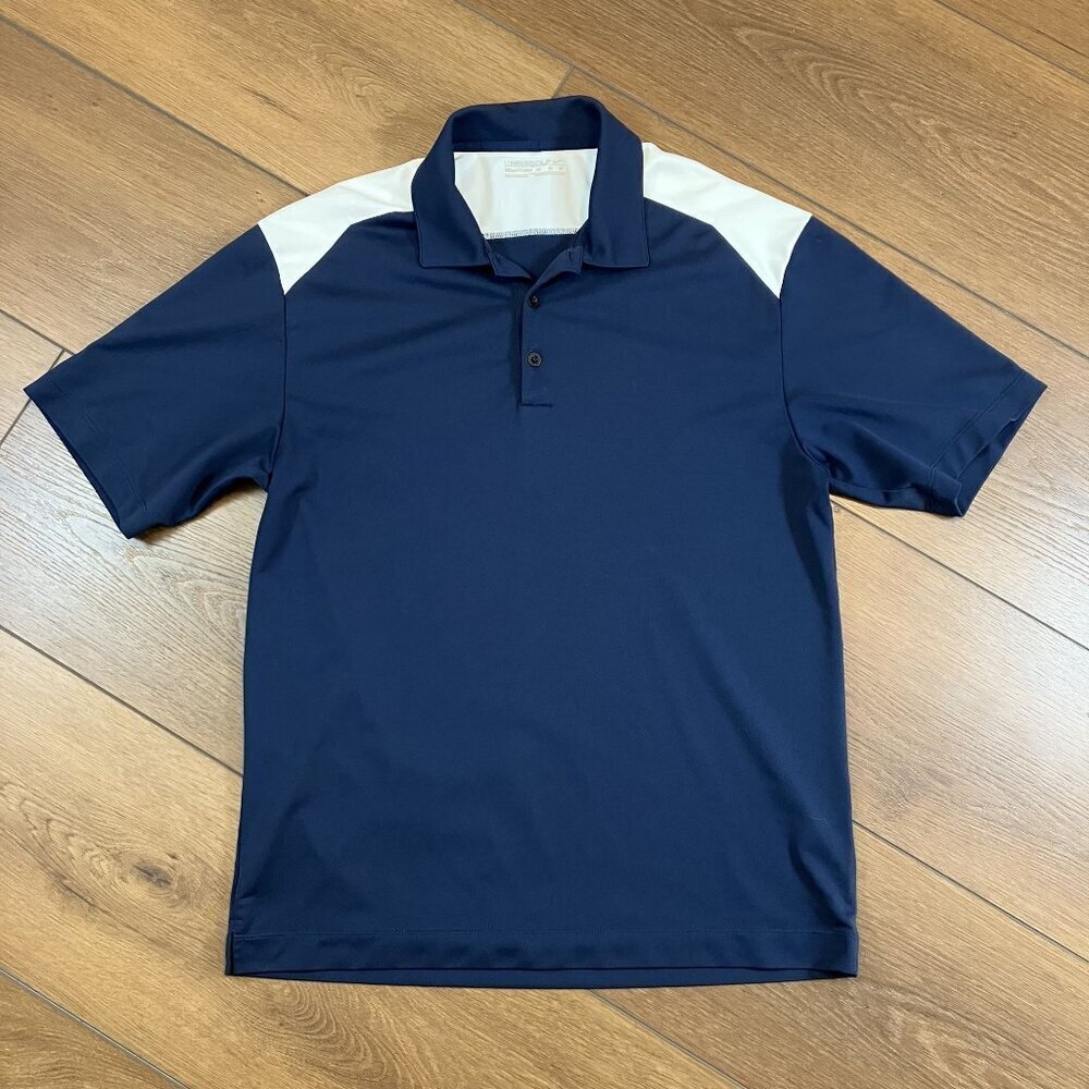 Nike Golf Men's Navy and White Nike Fit-Dry Polo Shirt, Golf Polo Size M